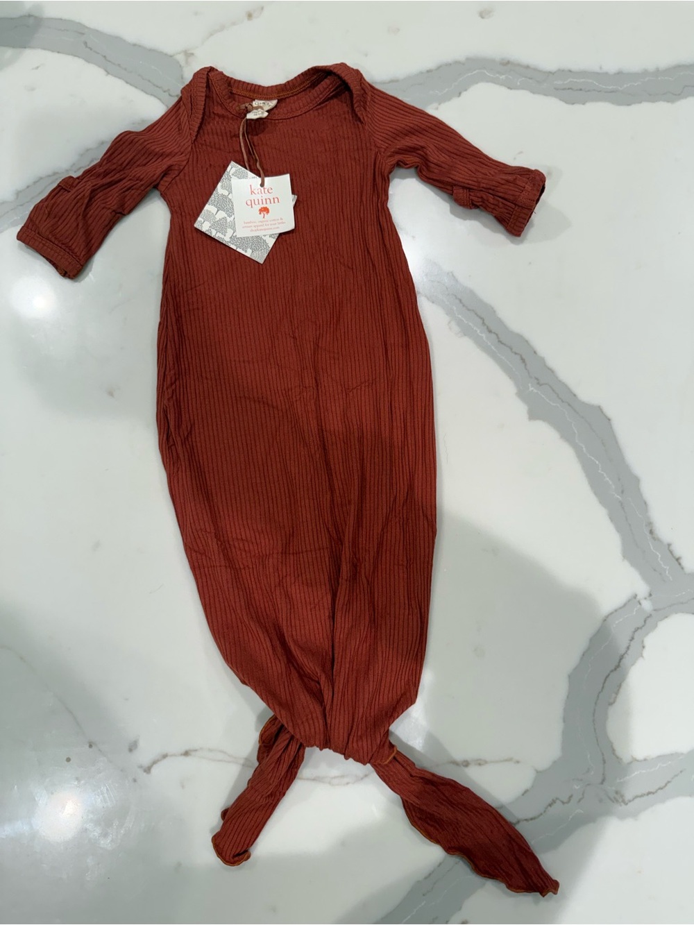 Kate Quinn Ribbed Knit Sleep Sack Gown Rust Brown Baby Boy Girl